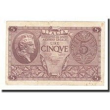 Banknote, Italy, 5 Lire, 1944-11-23, KM:31b, F(12-15)