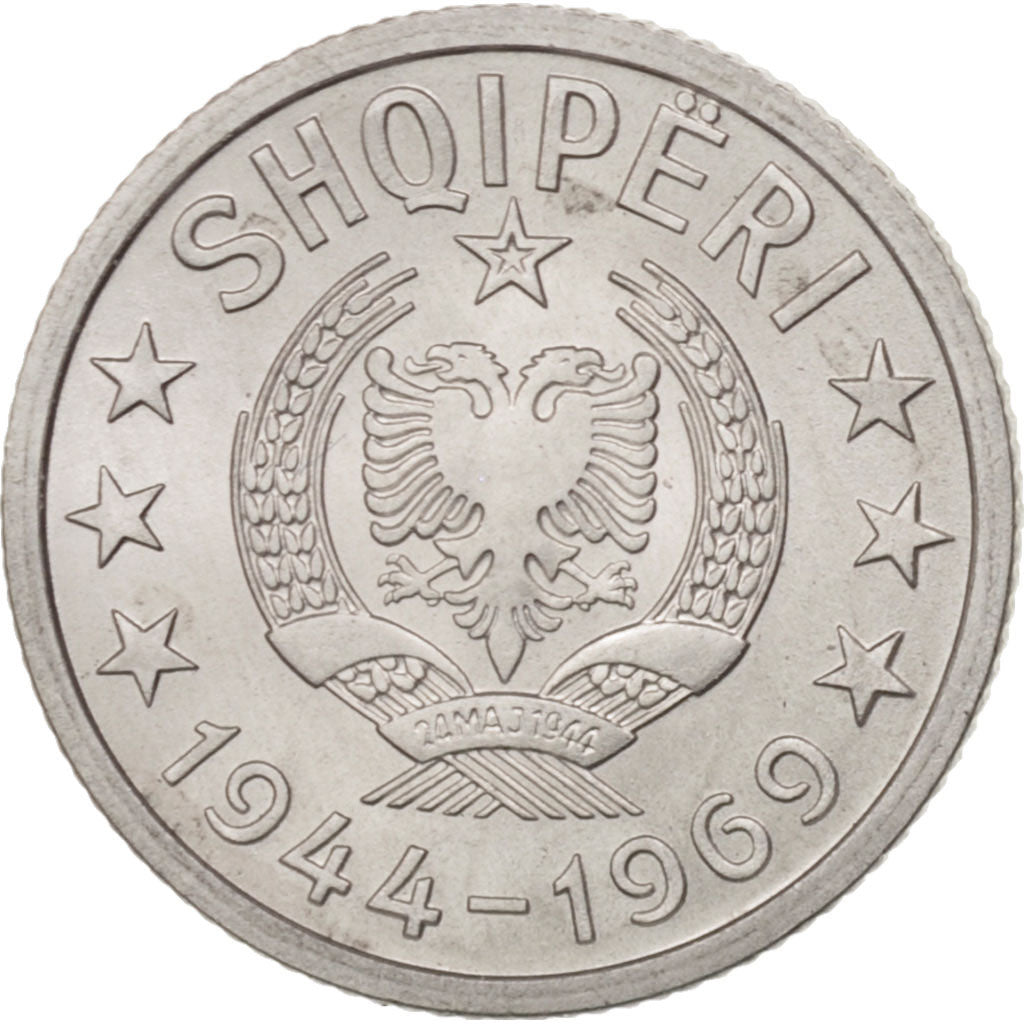 Albania, 5 Qindarka, 1969, MS(65-70), Aluminum, KM:44