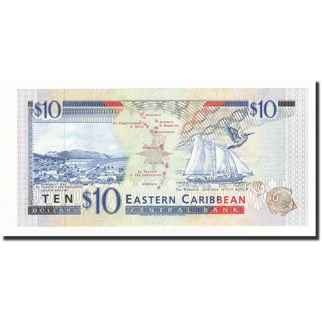 Billet, Etats des caraibes orientales, 10 Dollars, Undated (1994), KM:32l, NEUF