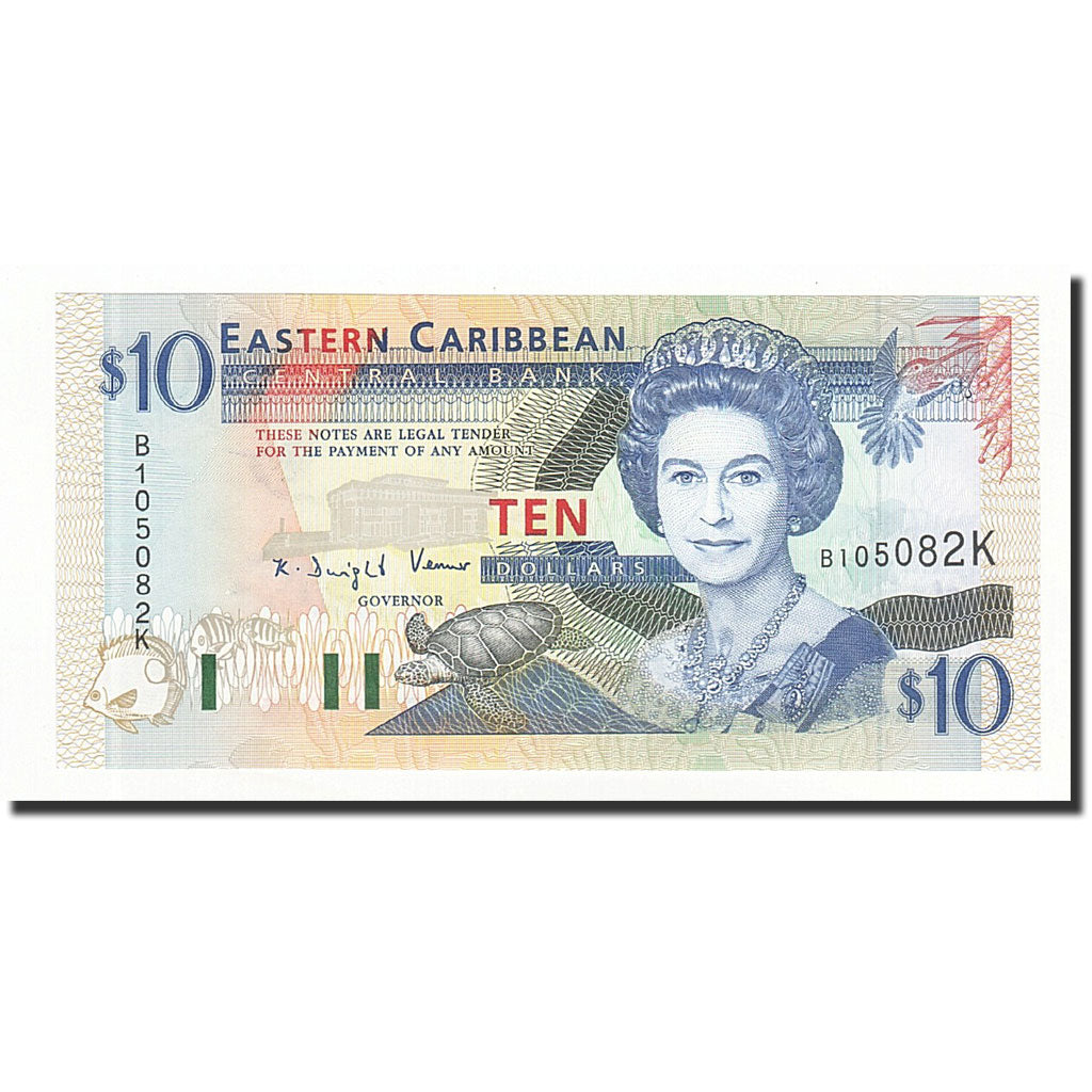 Etats des caraibes orientales, 10 Dollars, Undated (1994), KM:32k, NEUF