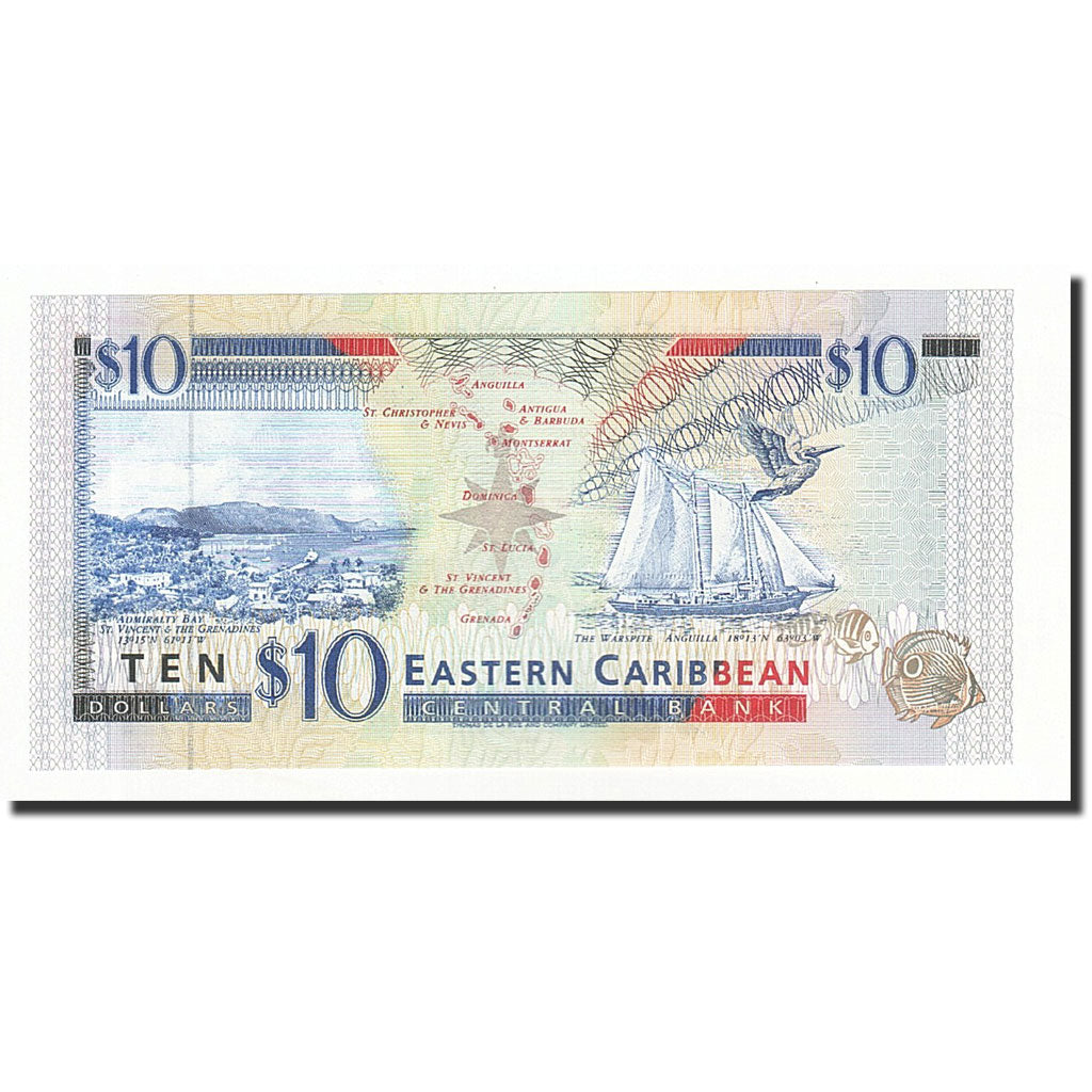Etats des caraibes orientales, 10 Dollars, Undated (1994), KM:32k, NEUF