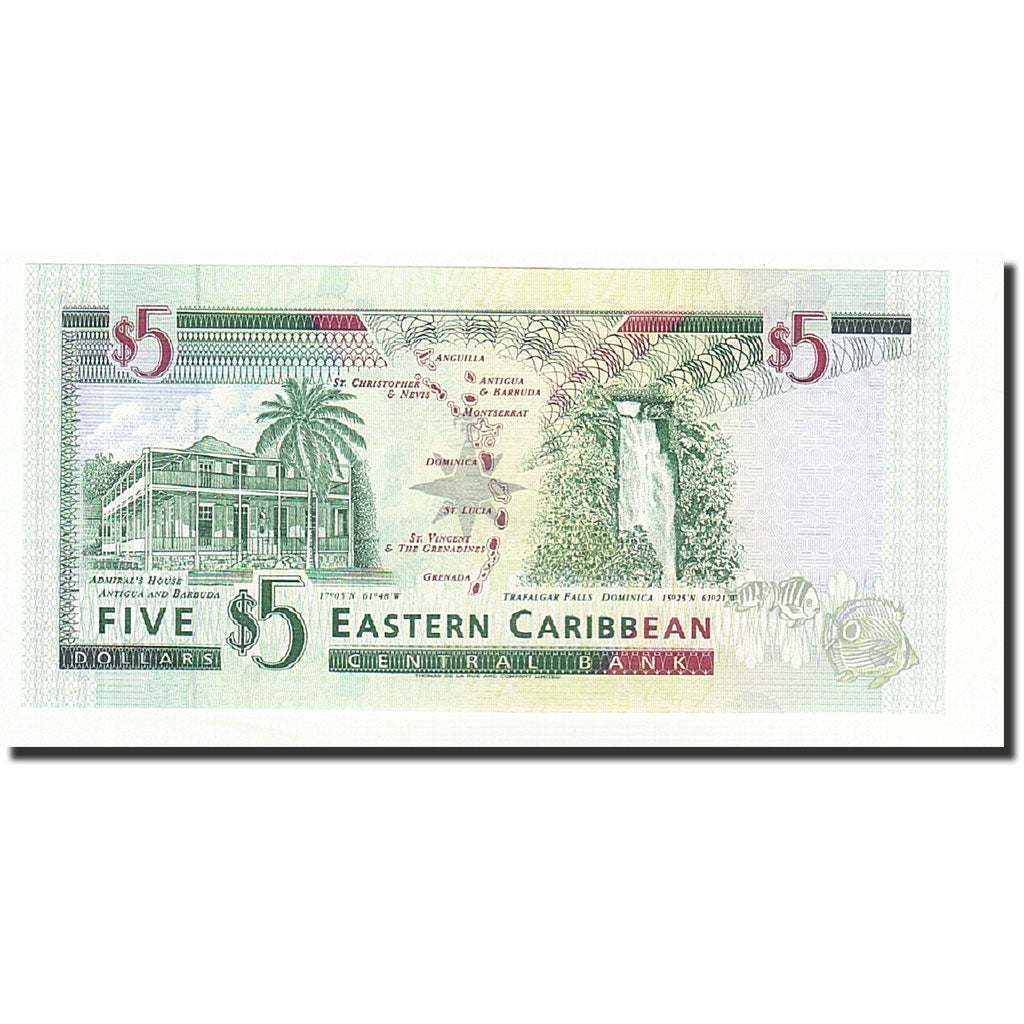 Billet, Etats des caraibes orientales, 5 Dollars, Undated (1994), KM:31v, NEUF
