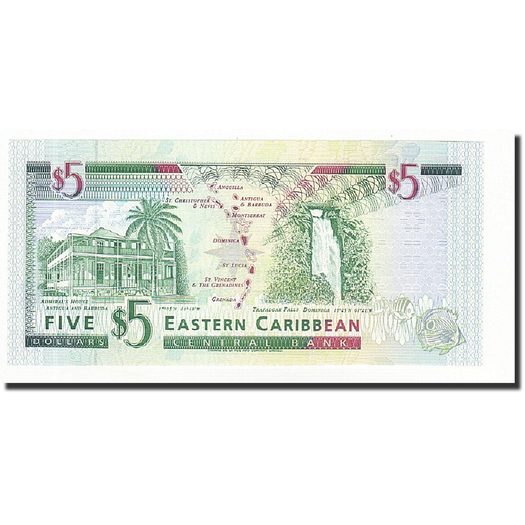 Billet, Etats des caraibes orientales, 5 Dollars, Undated (1994), KM:31a, NEUF