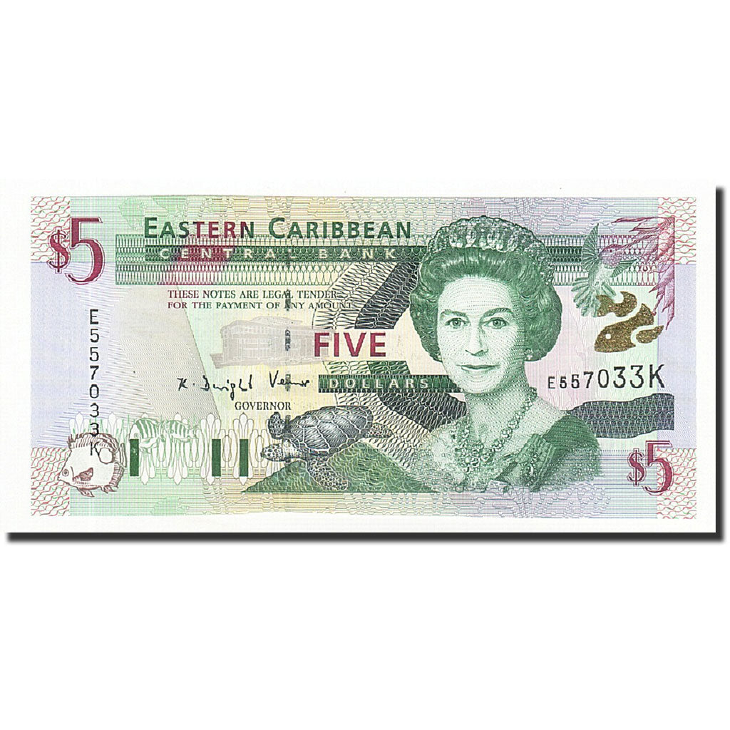 Billet, Etats des caraibes orientales, 5 Dollars, Undated (2000), KM:37k1, NEUF
