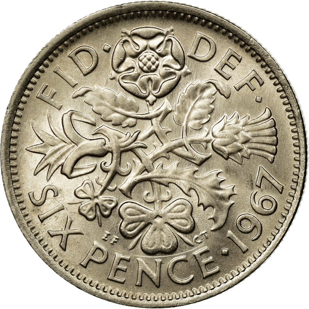 Coin, Great Britain, Elizabeth II, 6 Pence, 1967, MS(65-70), Copper-nickel