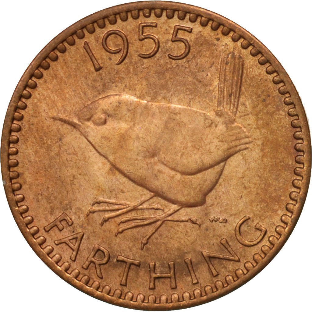 Great Britain, Elizabeth II, Farthing, 1955, MS(63), Bronze, KM:895