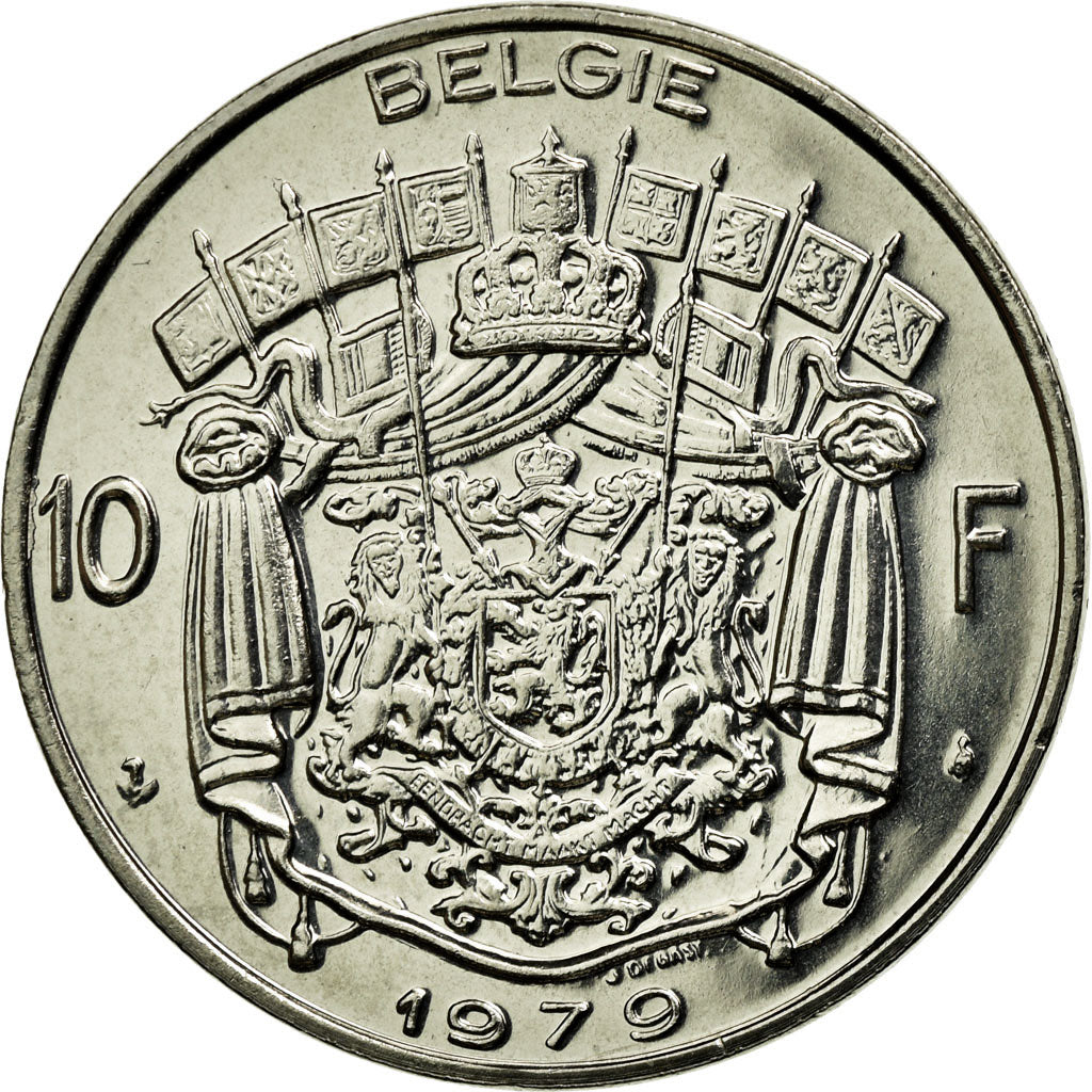 Coin, Belgium, 10 Francs, 10 Frank, 1979, Brussels, MS(65-70), Nickel, KM:156.1
