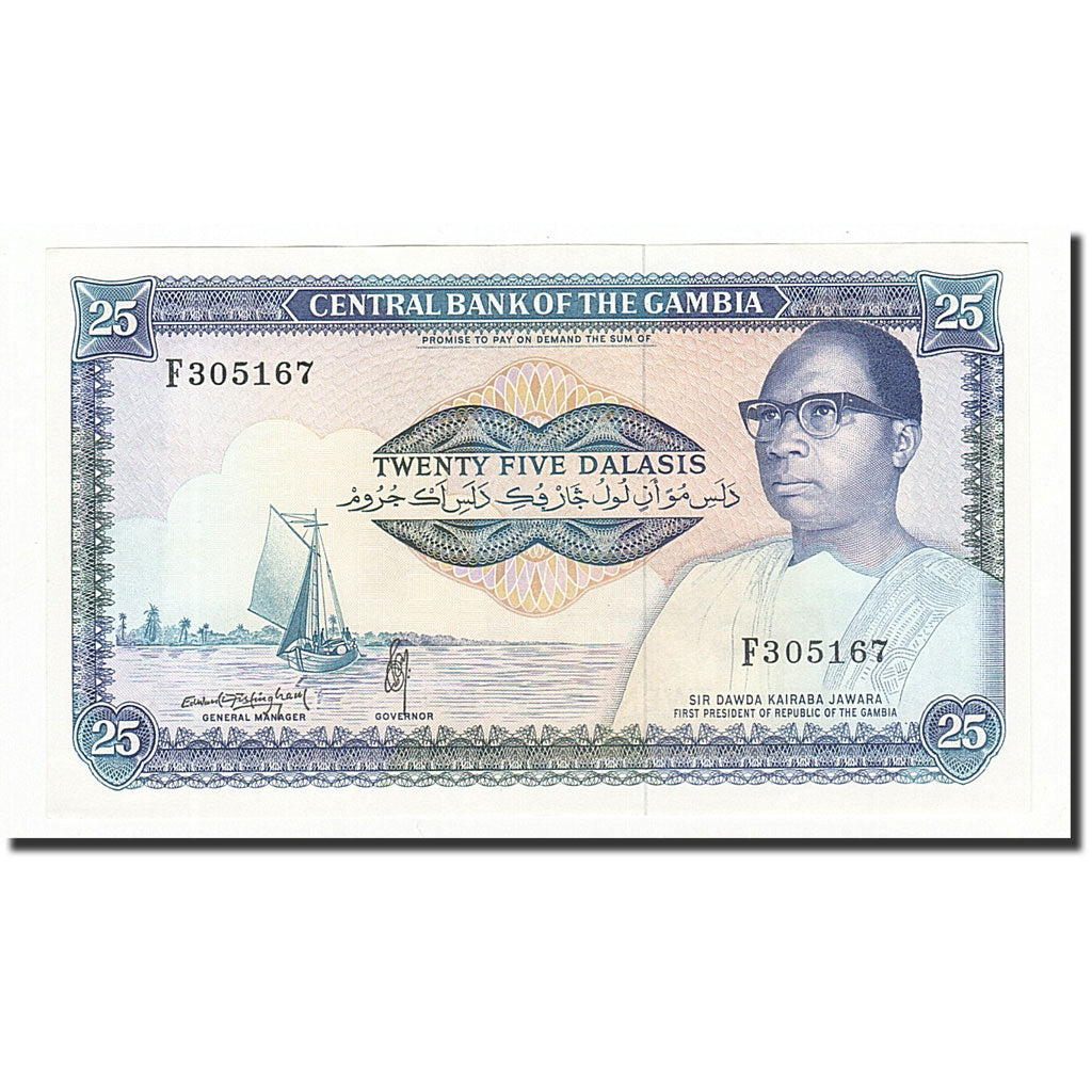 Banconote, Gambia, 25 Dalasis, Undated (1987-90), KM:11c, FDS