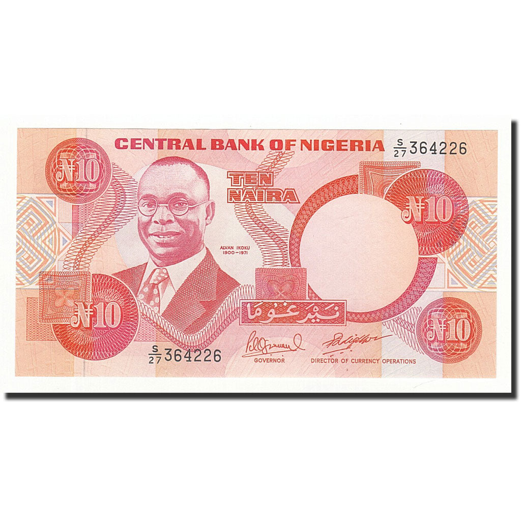 Geldschein, Nigeria, 10 Naira, UNDATED (1984), KM:25d, UNZ