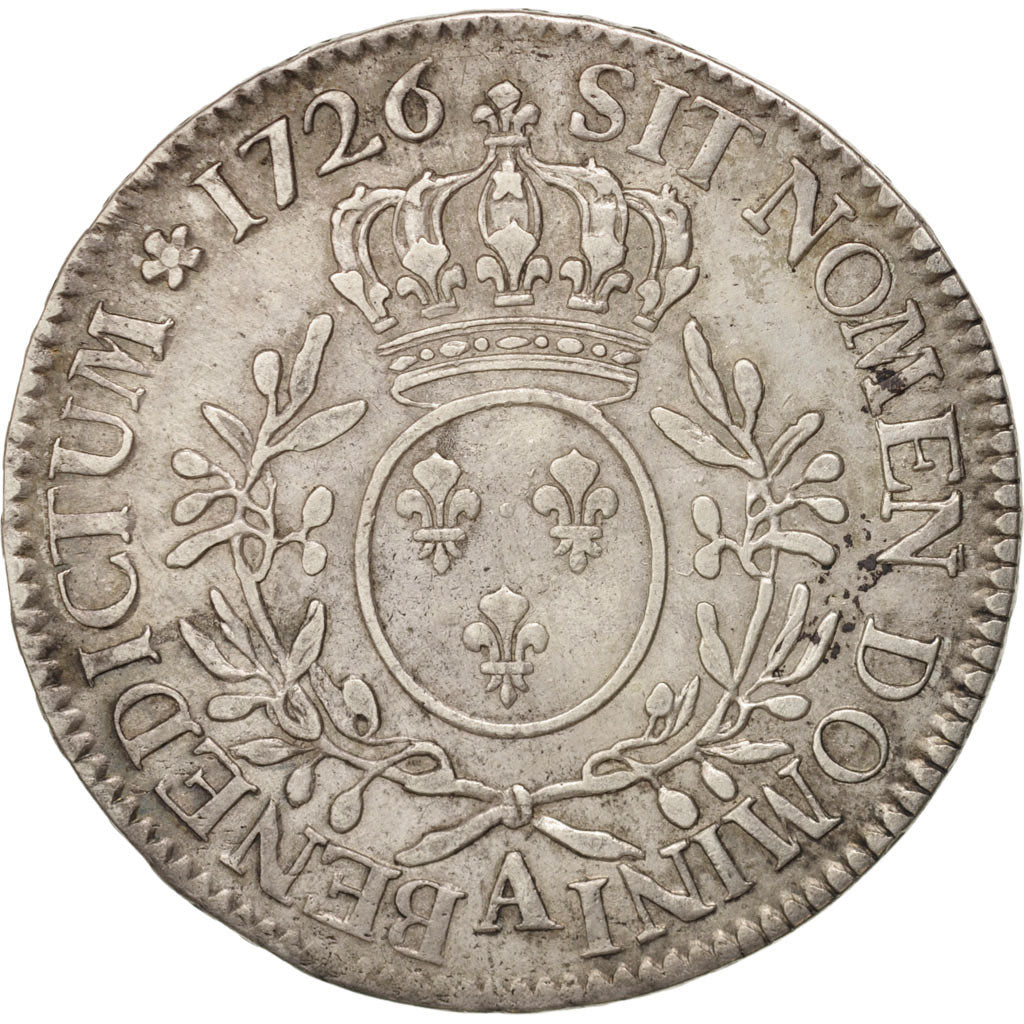 France, Louis XV, Écu aux branches d'olivier, Ecu, 1726, Paris, TB+, Argent