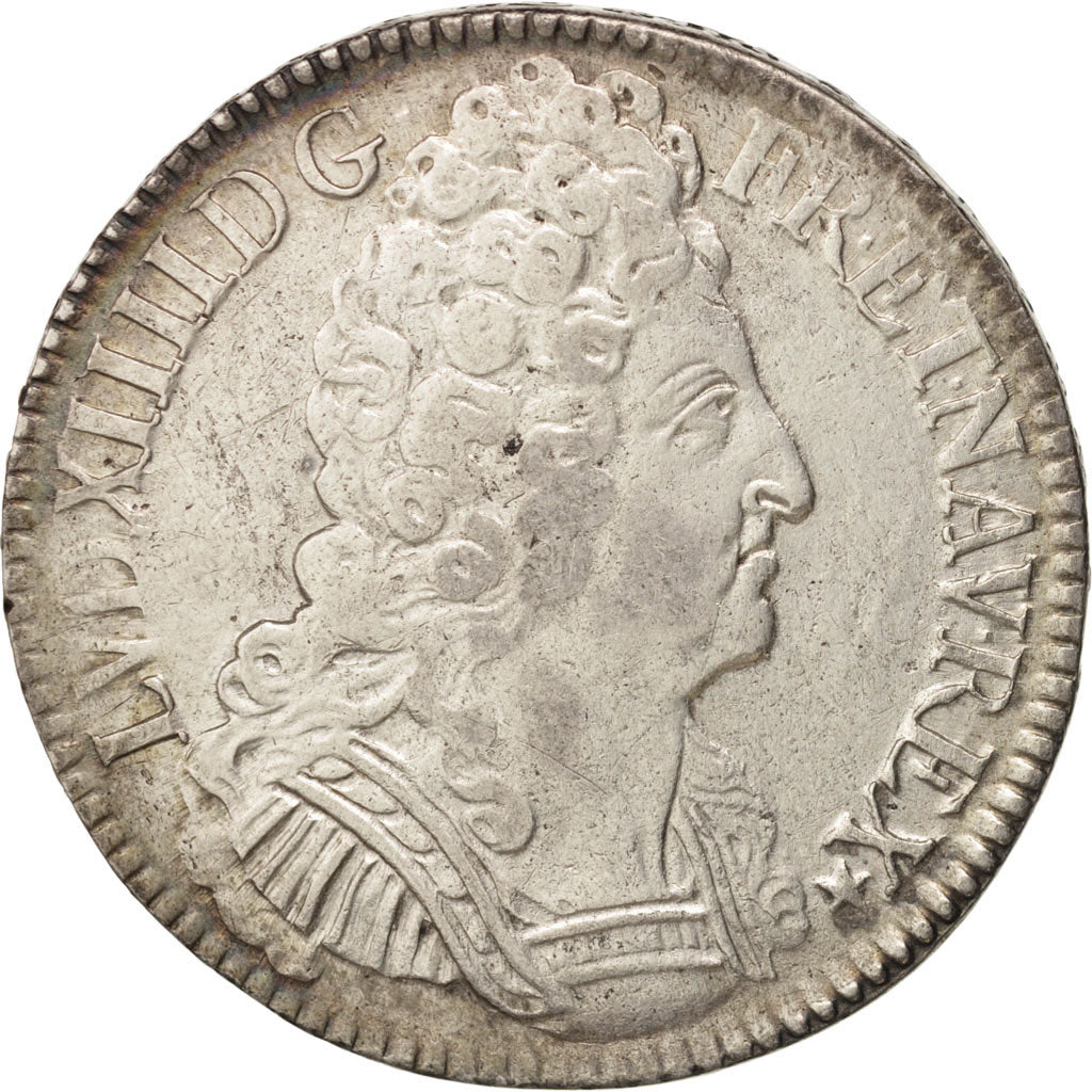 France, Louis XIV, Écu aux 3 couronnes, Ecu, 1710, Paris, EF(40-45), Silver