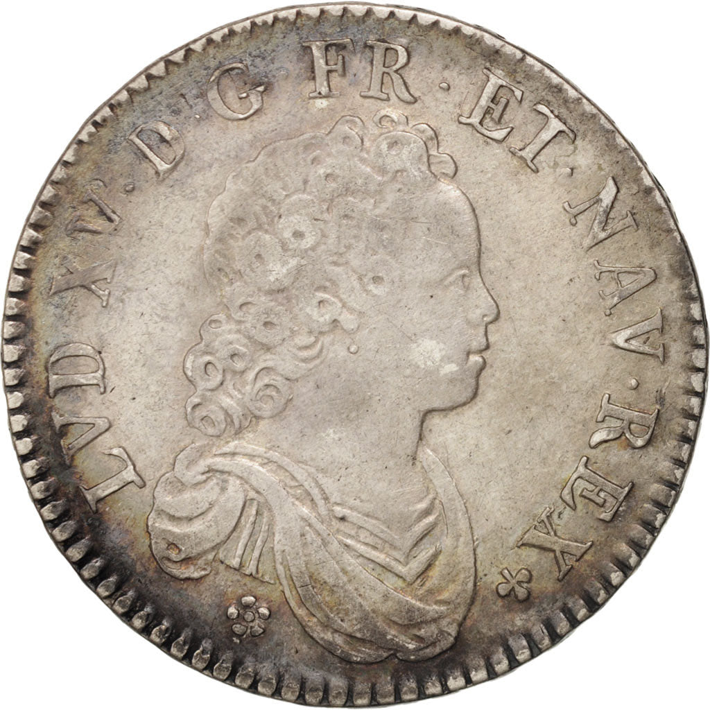 France, Louis XV, 1/2 Écu Vertugadin, 1716, Paris, EF(40-45), Silver, KM 420.1