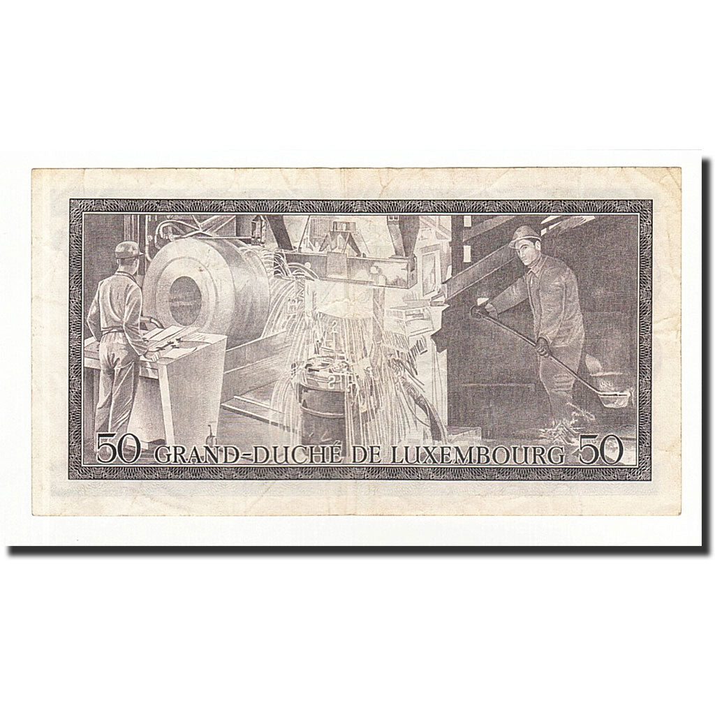 Lussemburgo, 50 Francs, KM:55b, 1972-08-25, BB