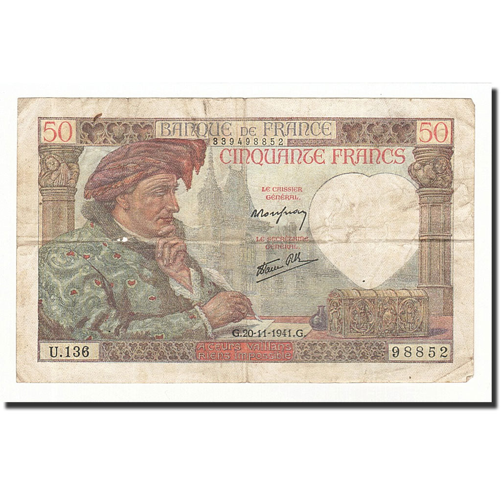 Banknote, France, 50 Francs, 1941-11-20, VF(20-25), Fayette:19.16, KM:93