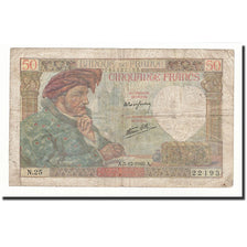 France, 50 Francs, 1940-12-05, KM:93, B+, Fayette:F19.4