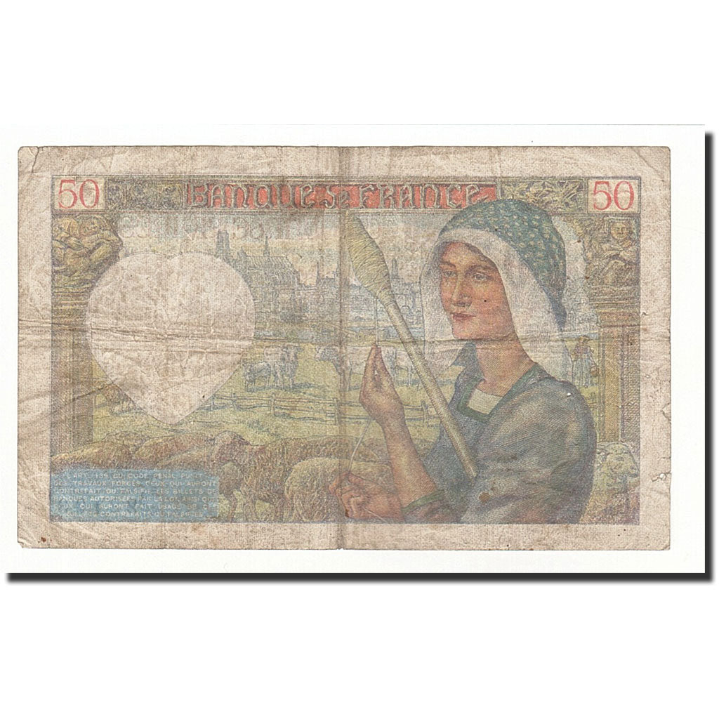France, 50 Francs, 1940-12-05, KM:93, B+, Fayette:F19.4