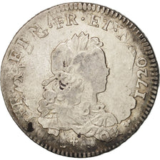 France, Louis XV, 1/3 Écu de France, 1722, Poitiers, VF(20-25), Silver, KM 457.8