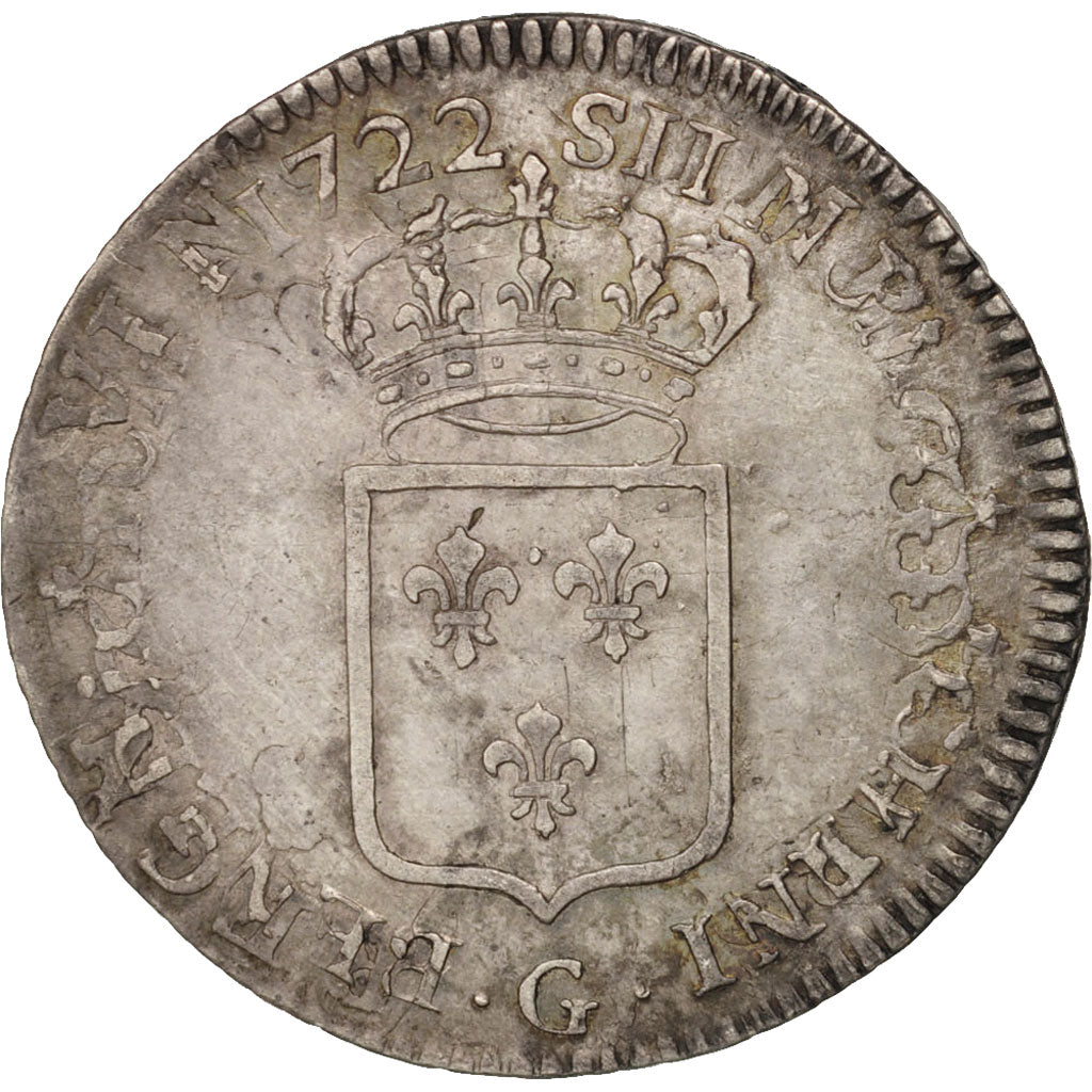 France, Louis XV, 1/3 Écu de France, 1722, Poitiers, VF(20-25), Silver, KM 457.8