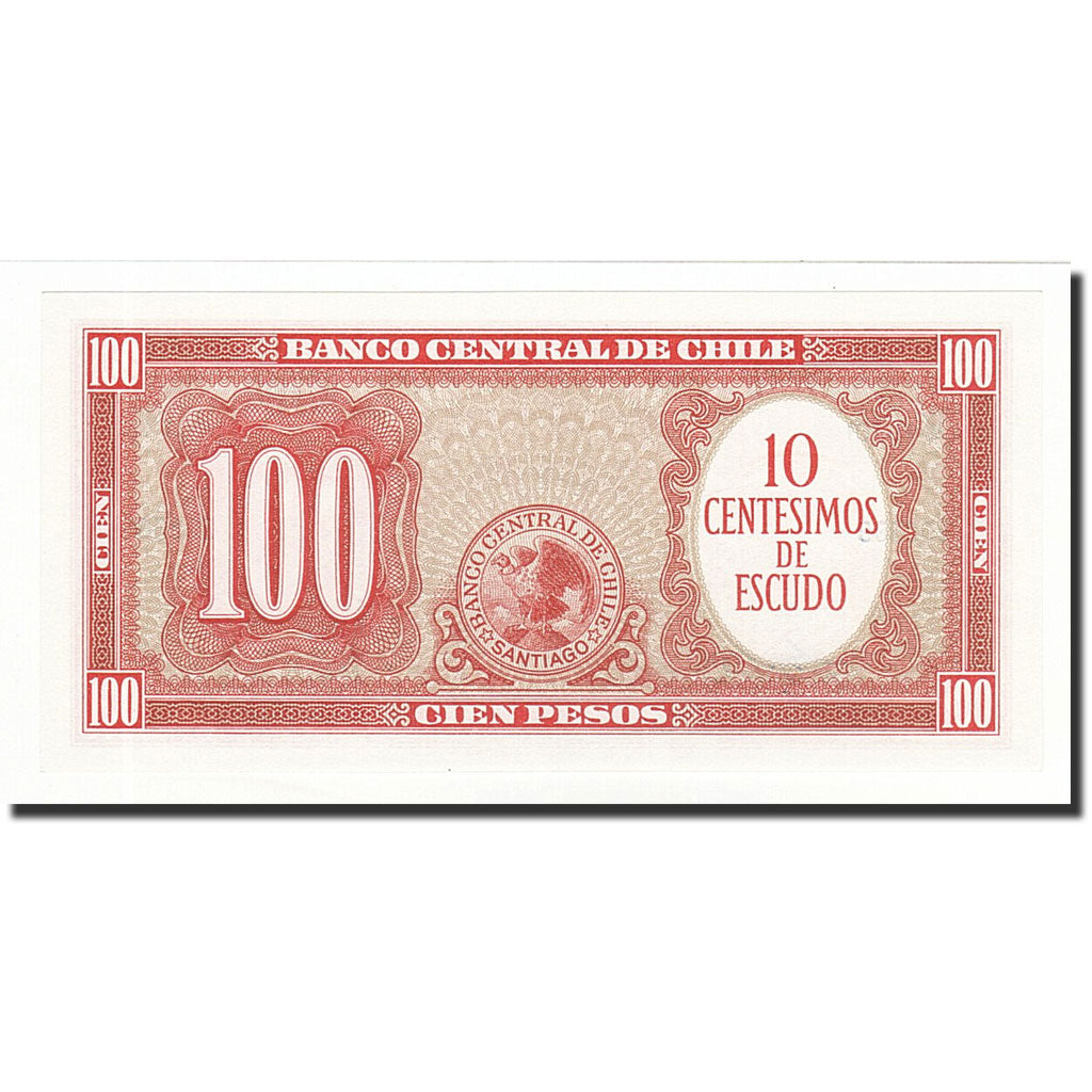 Banknote, Chile, 10 Centesimos on 100 Pesos, UNDATED (1960-1961), KM:127a
