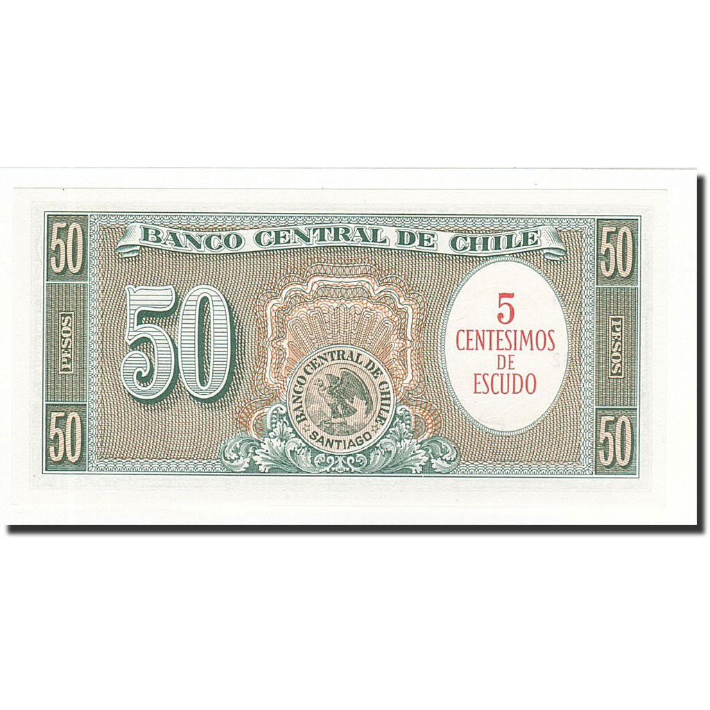Banknote, Chile, 5 Centesimos on 50 Pesos, UNDATED (1960-1961), KM:126b