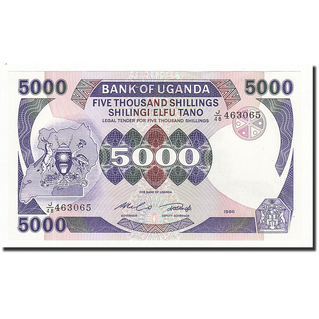 Banknote, Uganda, 5000 Shillings, 1986, KM:24b, UNC(65-70)