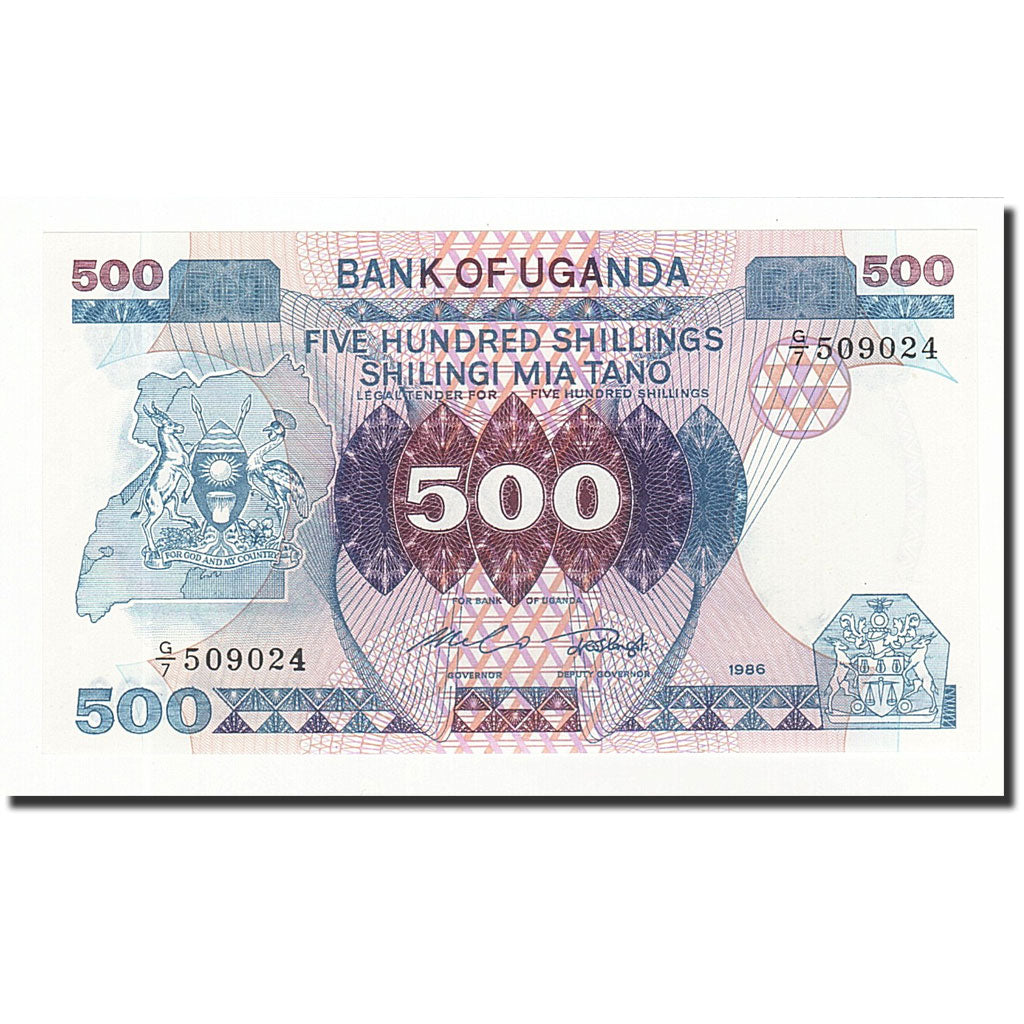 Banknote, Uganda, 500 Shillings, 1986, KM:25, UNC(65-70)