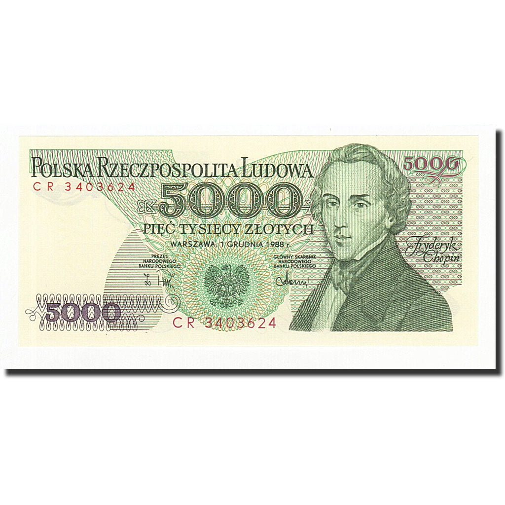 Poland, 5000 Zlotych, 1988-12-01, KM:150c, UNC(65-70)