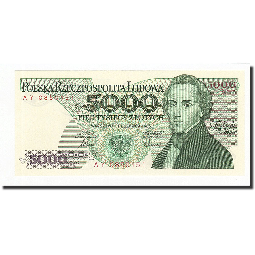 Poland, 5000 Zlotych, 1986-06-01, KM:150b, UNC(65-70)