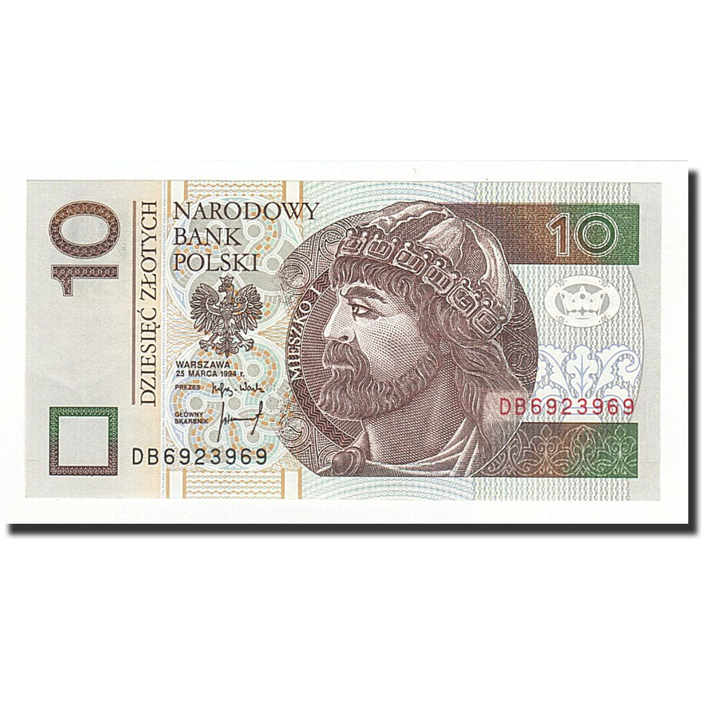 Poland, 10 Zlotych, 1994-03-25, KM:173a, UNC(65-70)