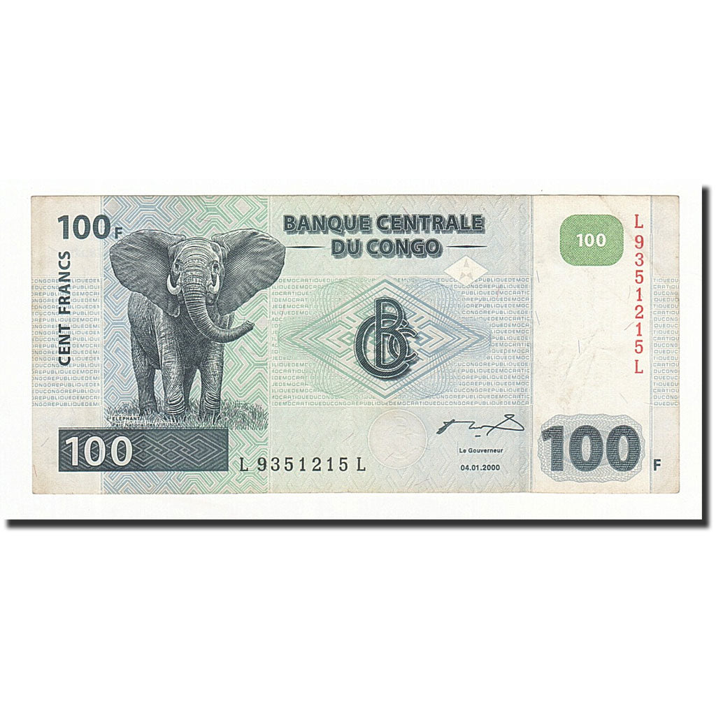 Banknote, Congo Democratic Republic, 100 Francs, 2000-01-04, KM:92a, VF(20-25)