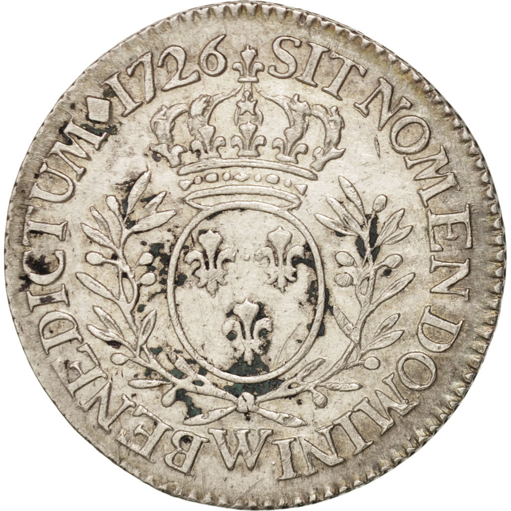 Coin, France, Louis XV, 1/5 Écu aux branches d'olivier, 24 Sols, 1/5 ECU, 1726