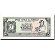 Banknote, Paraguay, 5 Guaranies, L1952, KM:195b, UNC(65-70)