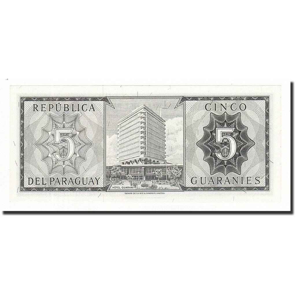 Banknote, Paraguay, 5 Guaranies, L1952, KM:195b, UNC(65-70)