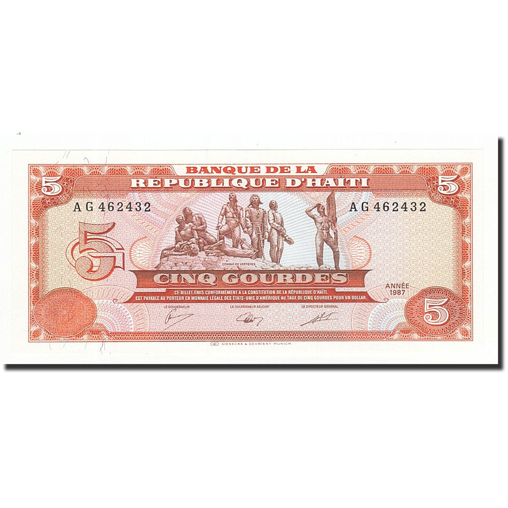 Banknote, Haiti, 5 Gourdes, 1987, KM:246a, UNC(65-70)