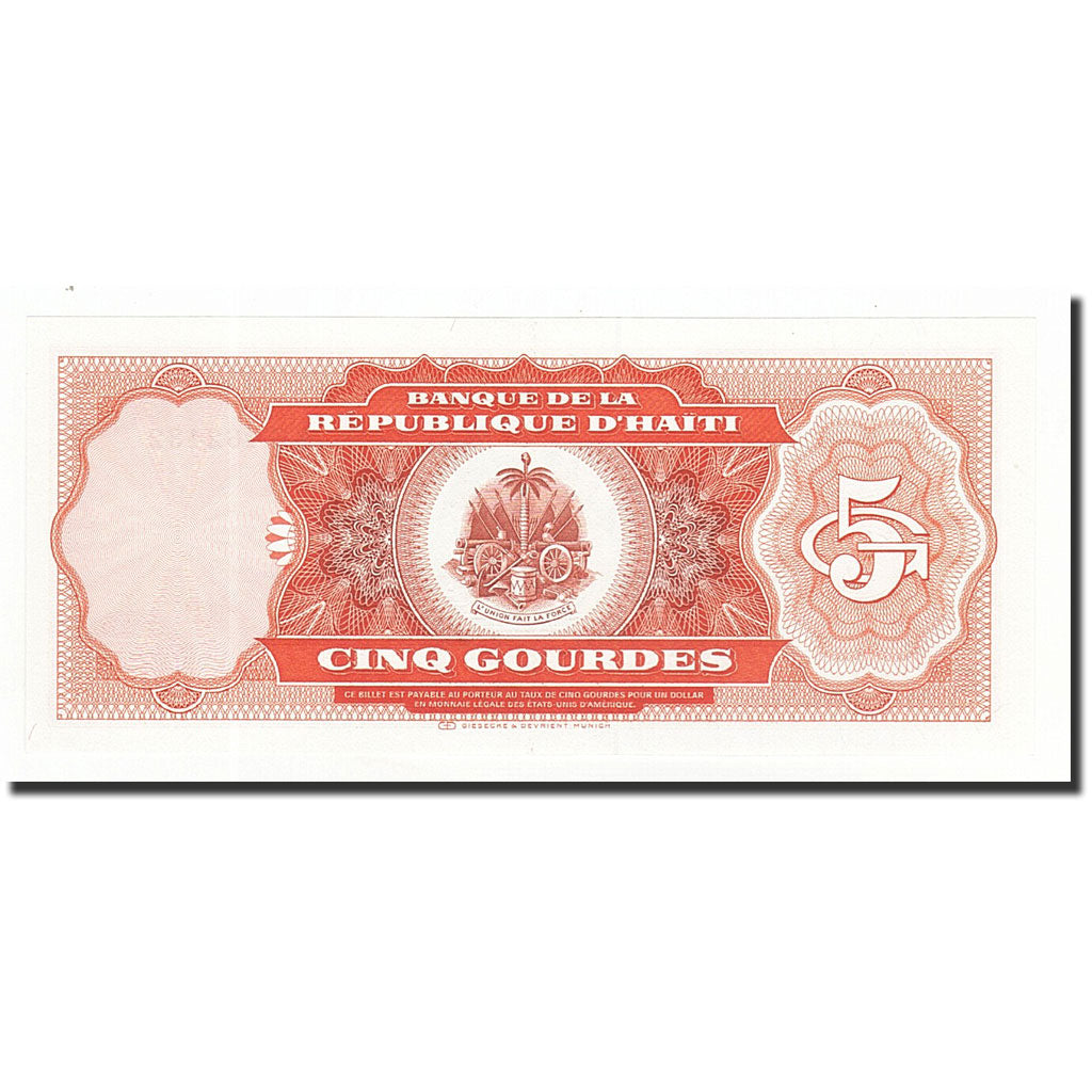 Banknote, Haiti, 5 Gourdes, 1987, KM:246a, UNC(65-70)