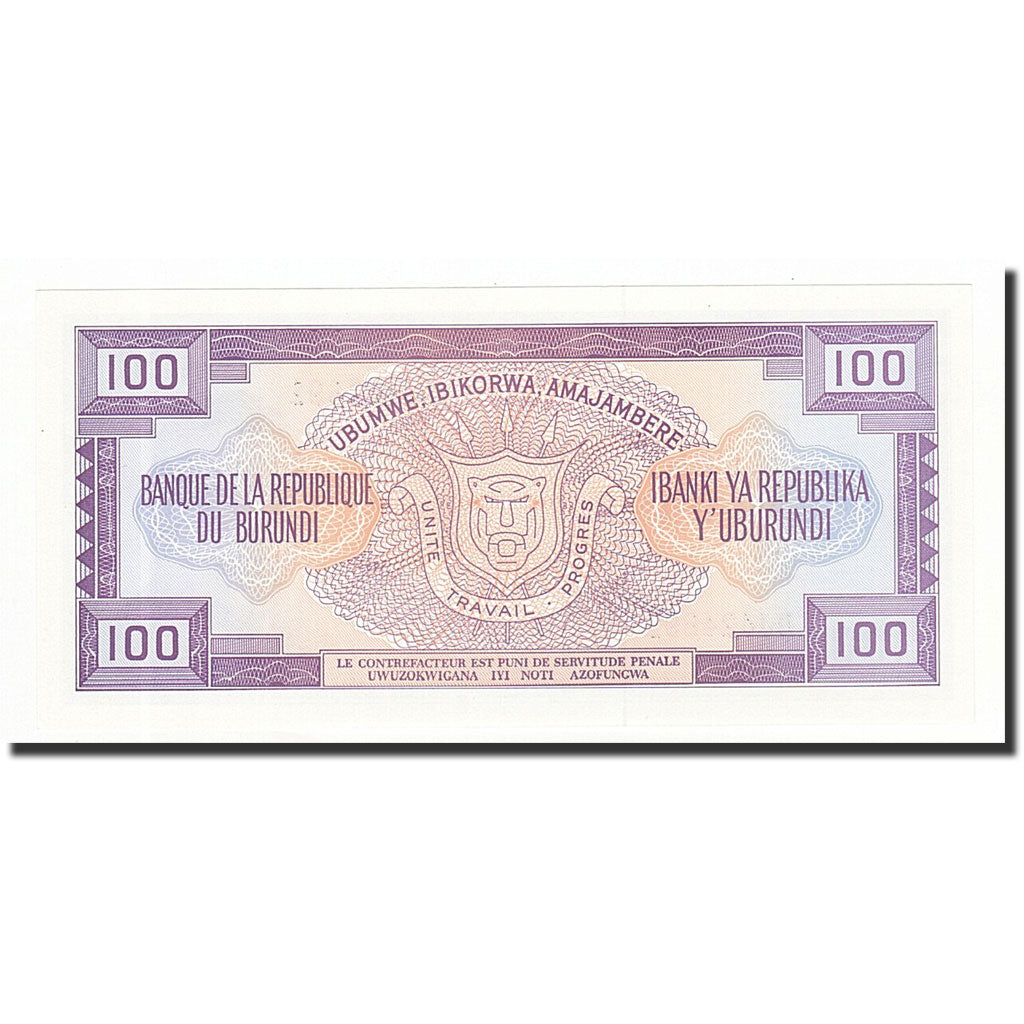 Banknote, Burundi, 100 Francs, 1990-07-01, KM:29c, UNC(65-70)