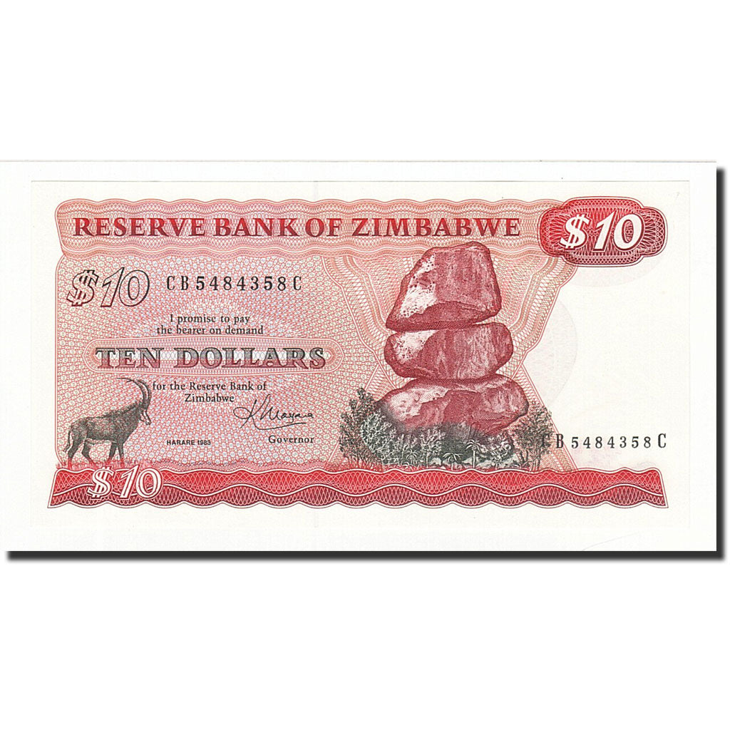 Banknote, Zimbabwe, 10 Dollars, 1983, KM:3d, UNC(65-70)