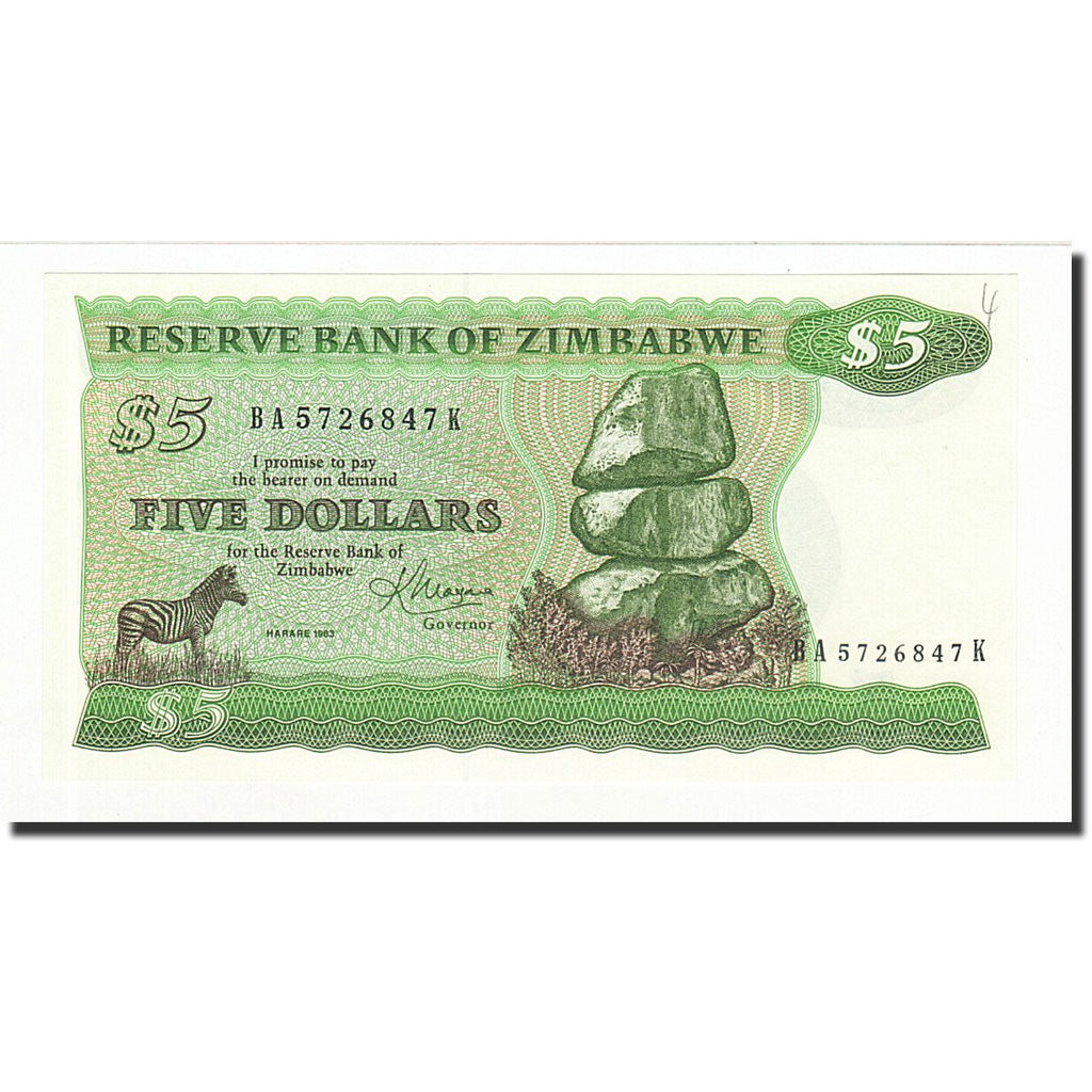 Banconote, Zimbabwe, 5 Dollars, 1983, KM:2c, FDS