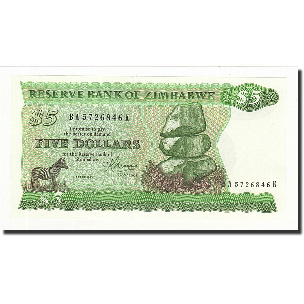 Geldschein, Simbabwe, 5 Dollars, 1983, KM:2c, UNZ