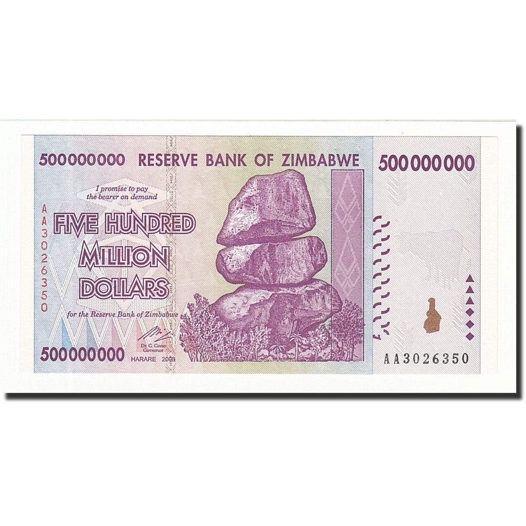 Geldschein, Simbabwe, 500 Million Dollars, 2008-12-12, KM:82, UNZ