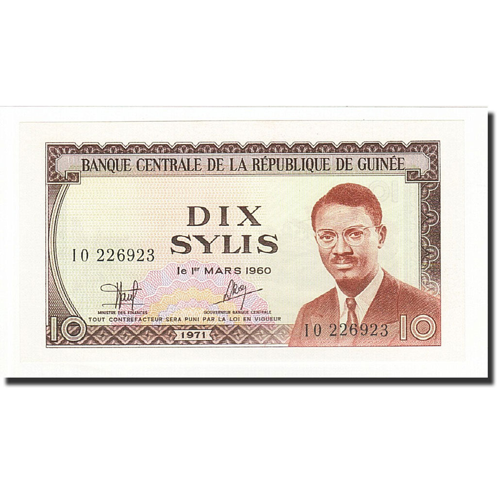 Banconote, Guinea, 10 Sylis, 1971, KM:16, FDS