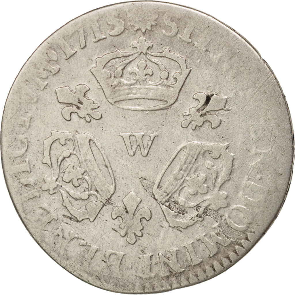 Francia, Louis XIV, 1/10 Écu aux 3 couronnes, 1/10 Ecu, 1715, Lille, B, Arge...