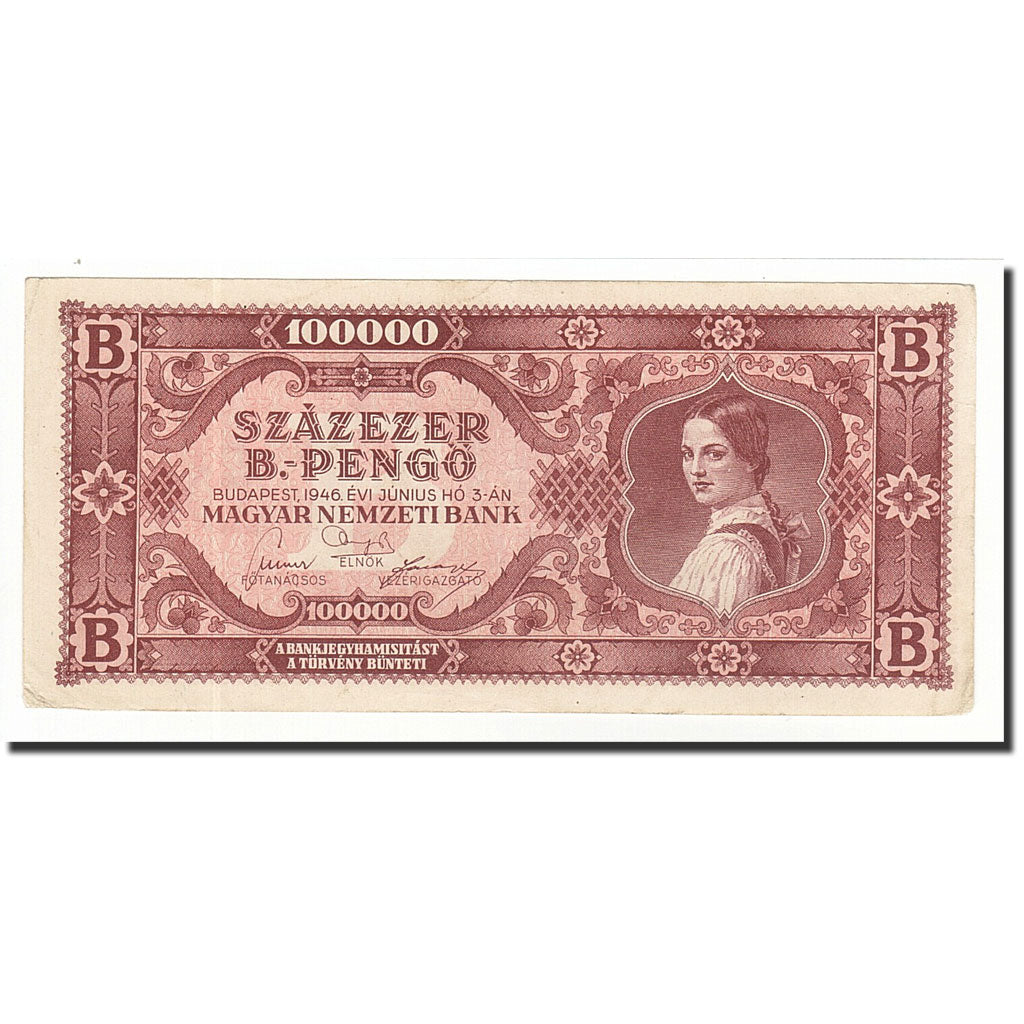 Banknote, Hungary, 100,000 B.-Pengö, 1946-06-03, KM:133, AU(50-53)