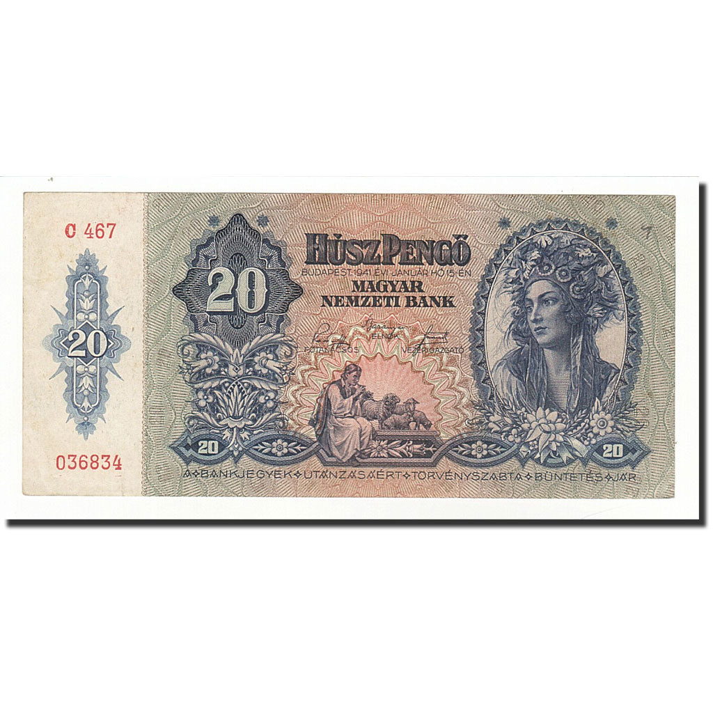 Hungary, 20 Pengö, 1941-01-15, KM:109, AU(55-58)