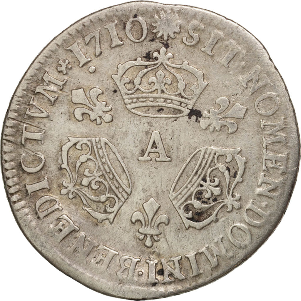 France, Louis XIV, 1/10 Écu aux 3 couronnes, 1710, Paris, TB, Argent,Gadoury 125