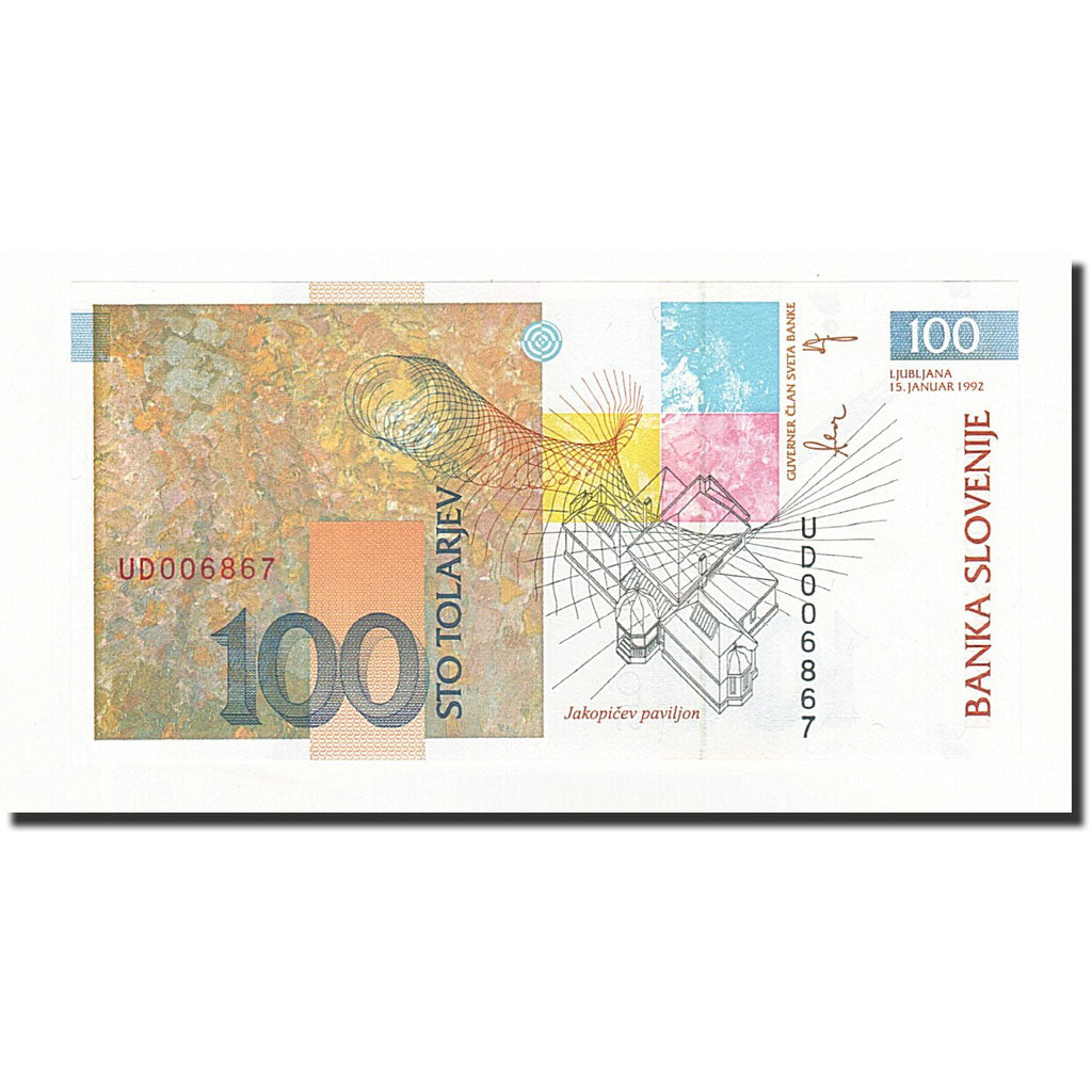 Geldschein, Slowenien, 100 Tolarjev, 1992-01-15, KM:14A, UNZ