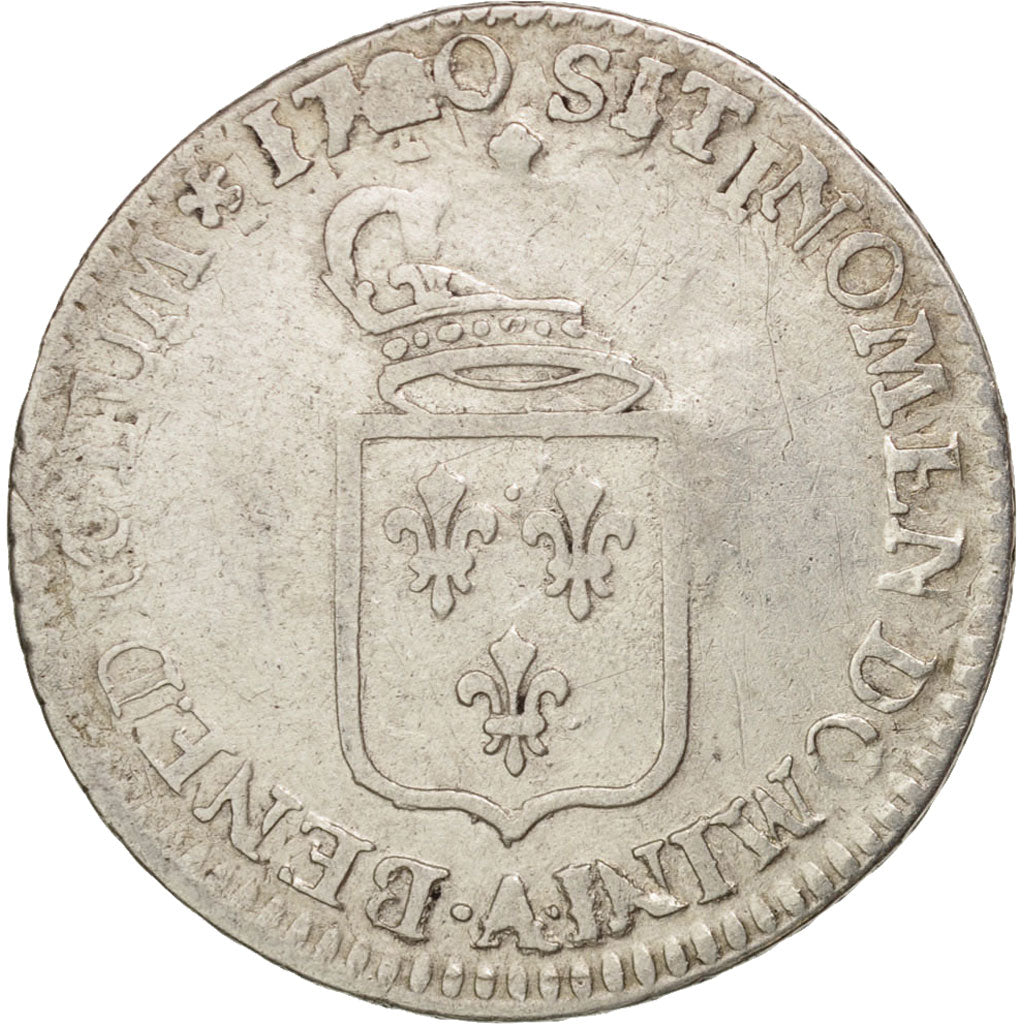 Coin, France, 1/6 Ecu, 1720, Paris, VF(20-25), Silver, Gadoury:297