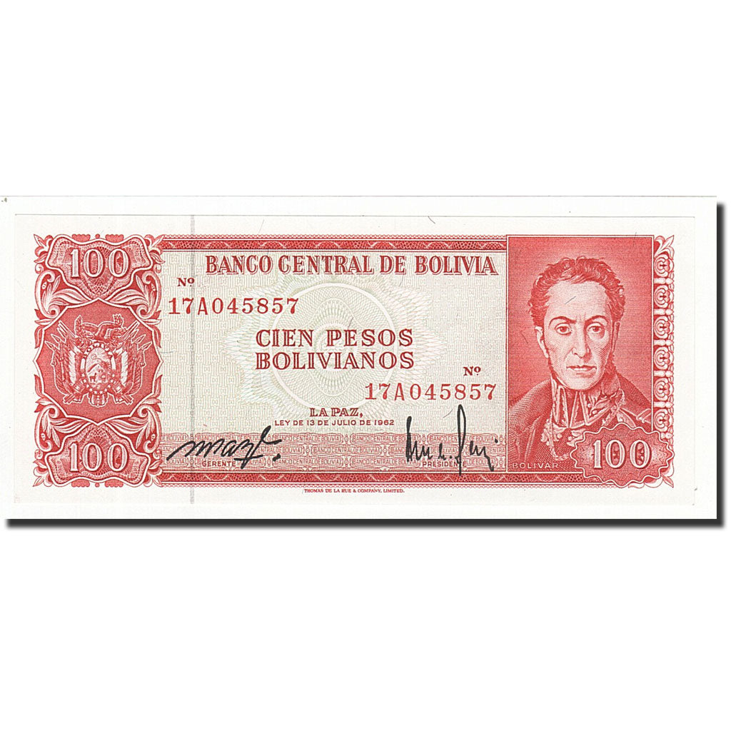 Banknote, Bolivia, 100 Pesos Bolivianos, L.1962, KM:164A, UNC(65-70)