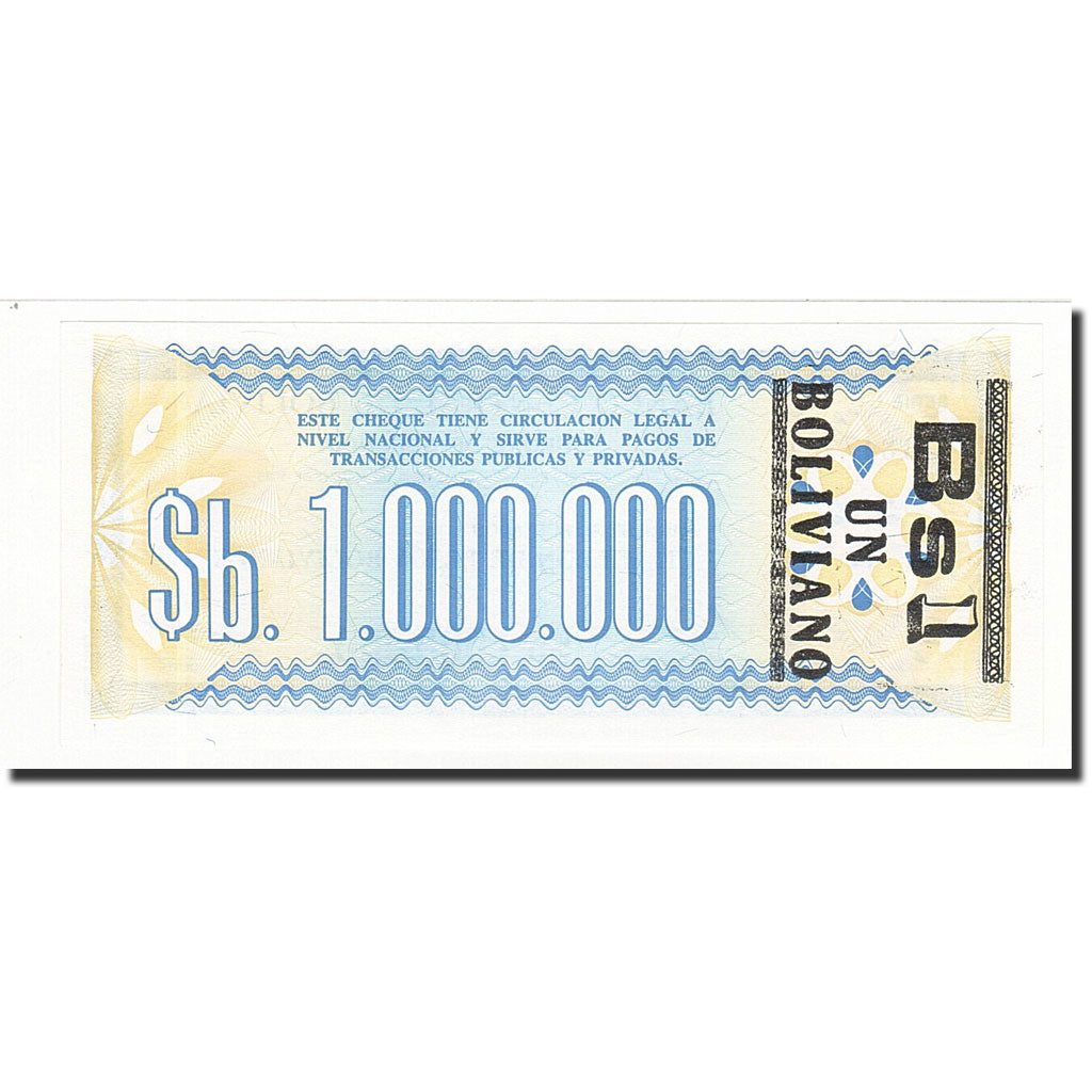 Billete, 1 Boliviano on 1,000,000 Pesos Bolivianos, Undated (1987), Bolivia
