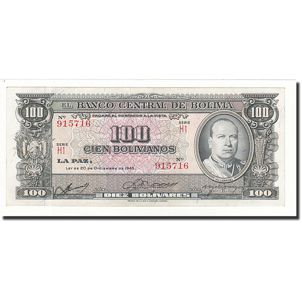 Geldschein, Bolivien, 100 Bolivianos, L.1945, KM:147, VZ
